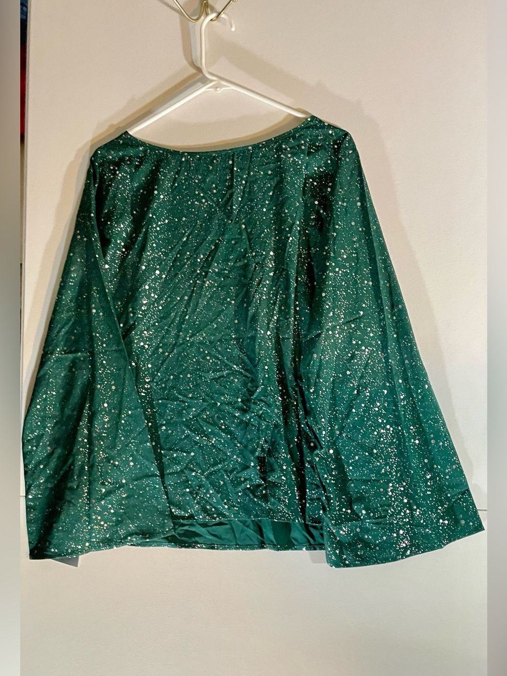 SHEIN Curve Plus NWT Green Dalmatian Print Trumpet Sleeve Blouse 2XL